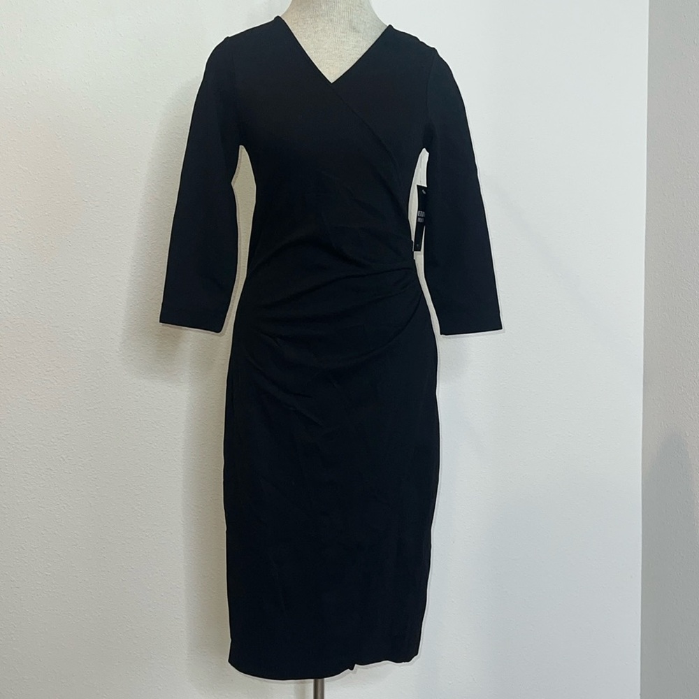 Pure Collection Cross Top Ruched Figure Flattering Versatile Dress